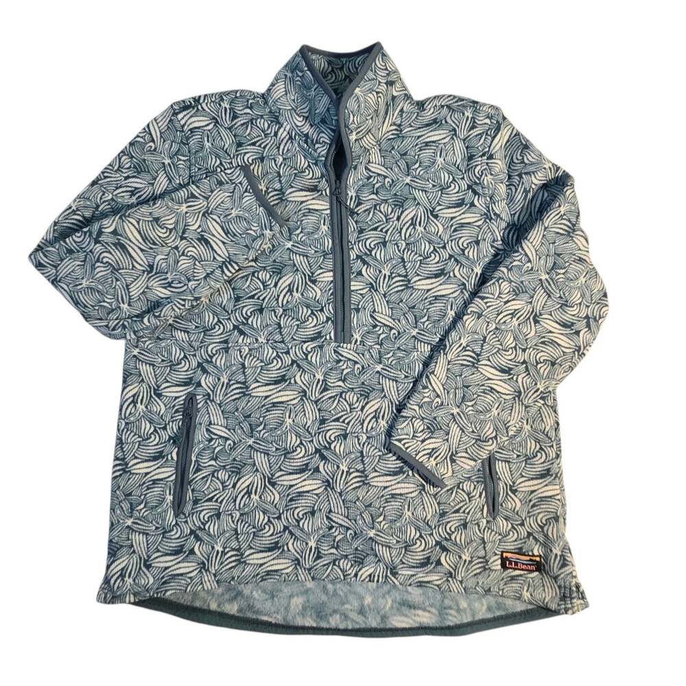 L.L. Bean Women's Sweater Fleece Pullover 1/2 Zip Storm Teal Botanical sz M NWT